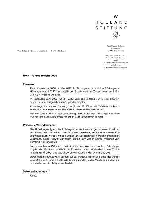 Jahresbericht 2006 - Wau Holland Stiftung